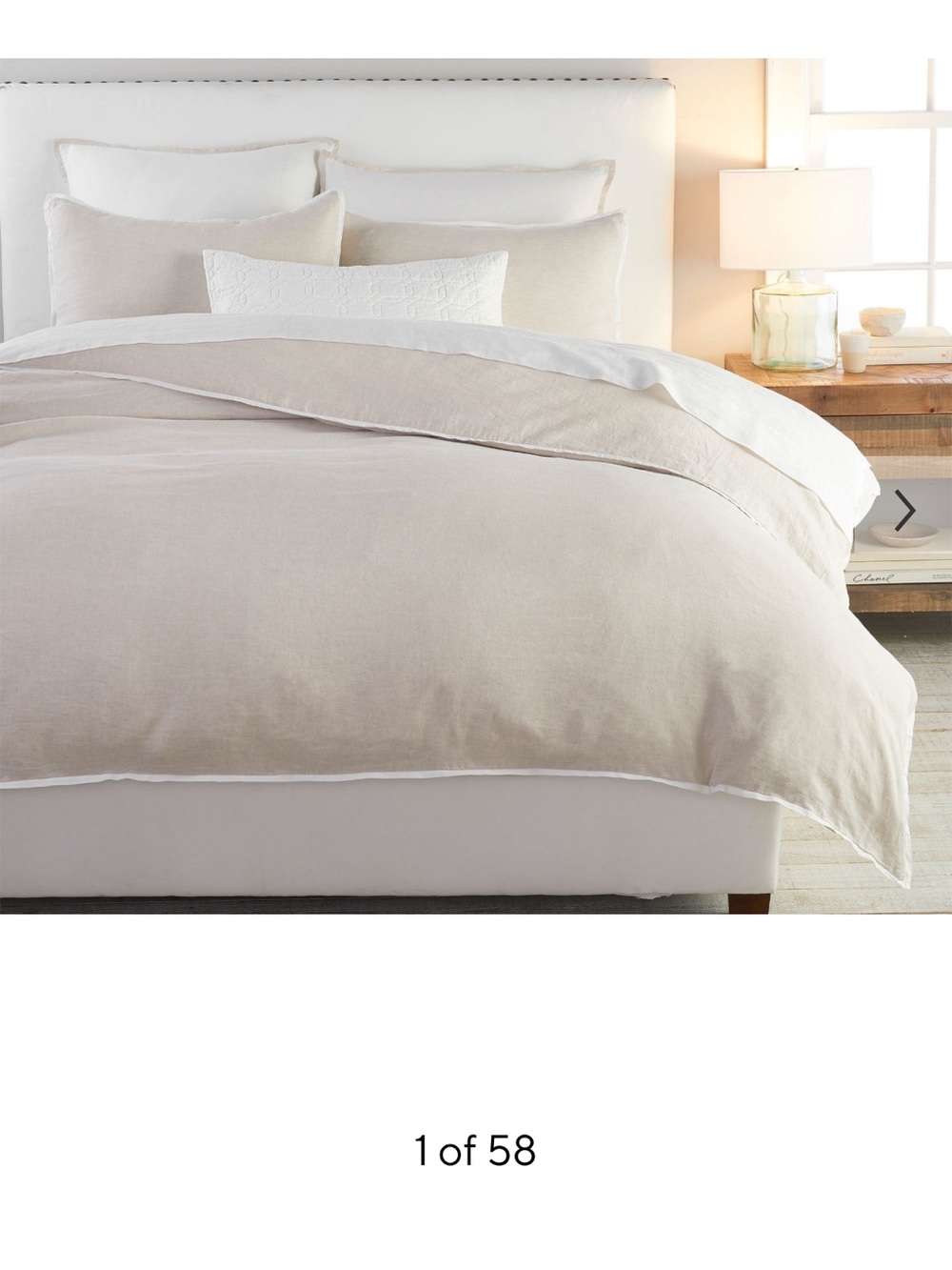 Pottery Barn Linen Bedding Set in Flax and White